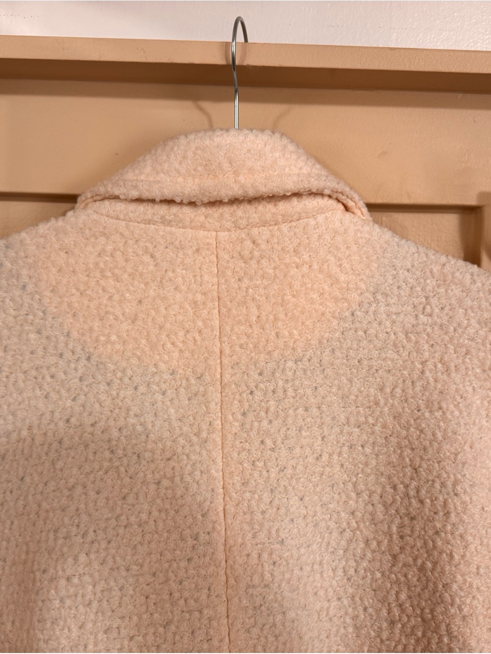 Karl Lagerfeld Cream Double-Breasted Teddy Pea Coat - Picture 5 of 6